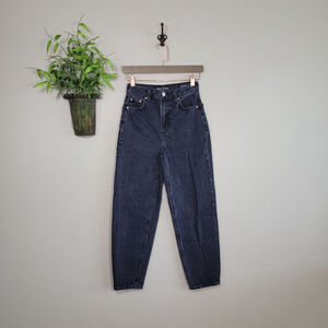 Aritzia Denim Forum The Gia High Rise Carrot Jeans Faded Black Tapered Mom 23